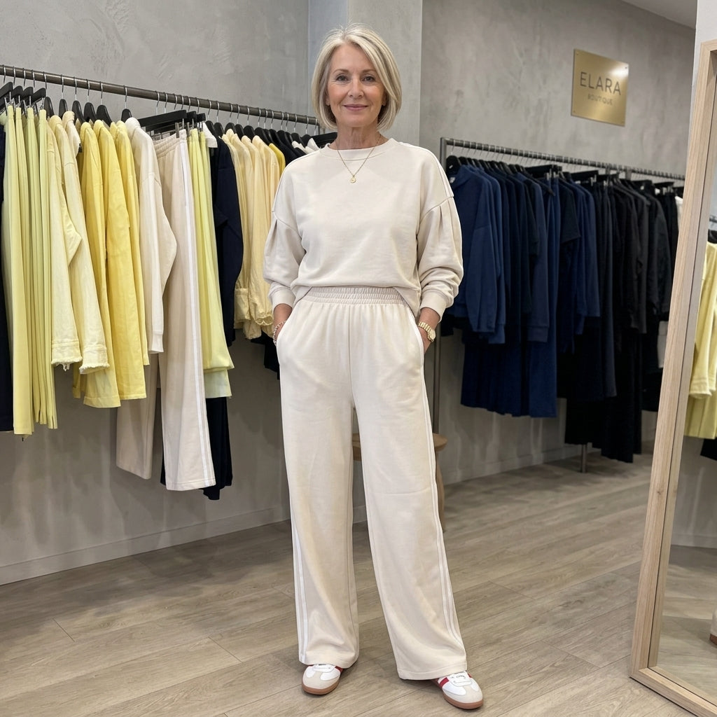 Sharai|Conjunto de dos piezas informal con bolsillos y rayas laterales que combina con todo