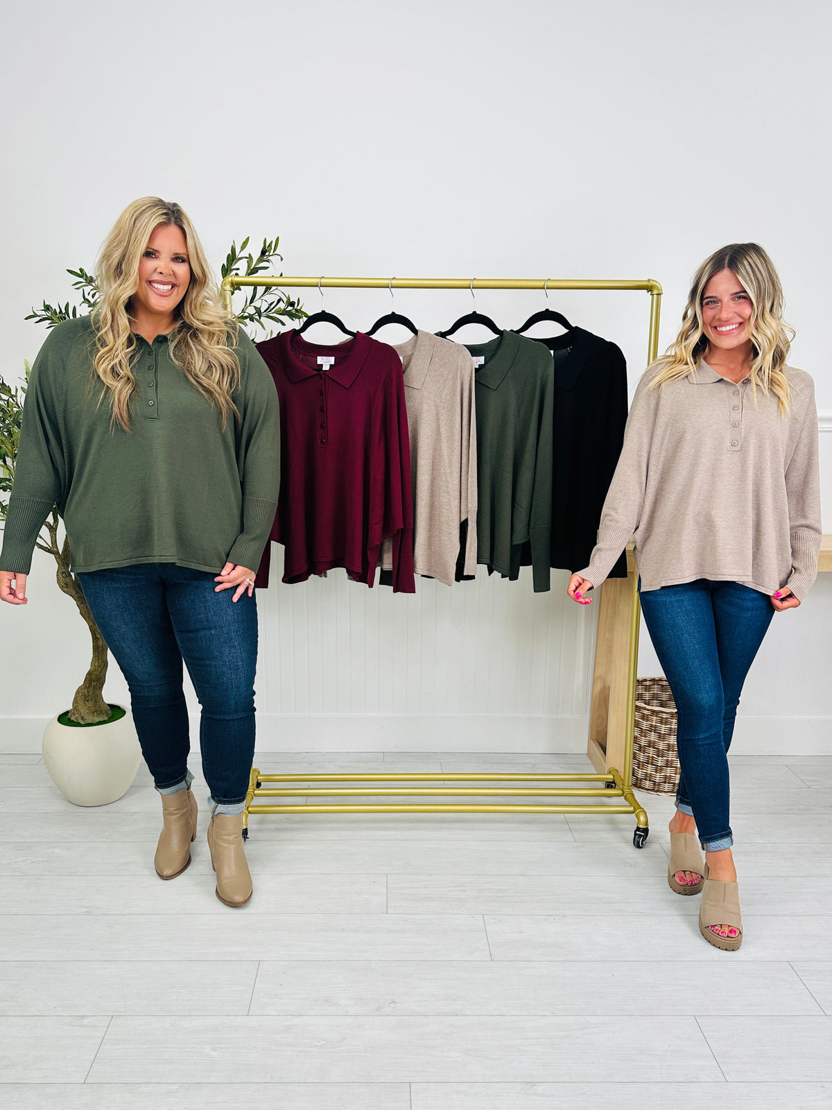 Claudia | Blusa de Punto Suave con Cuello Camisero y Botones