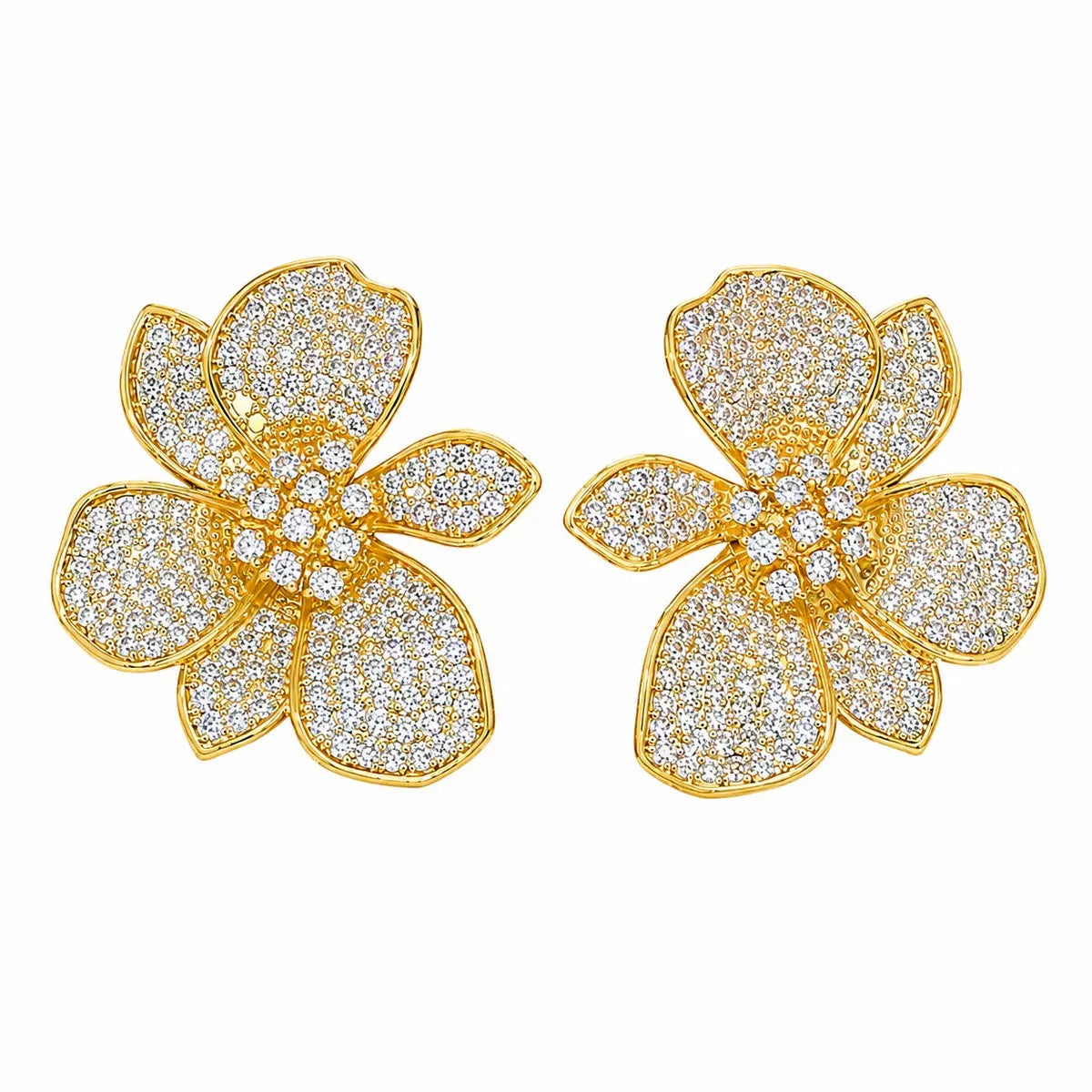 Pendientes colFestina|gantes grandes de cristal brillante en tono dorado vintage con cierre de plata 925 para fiestas.