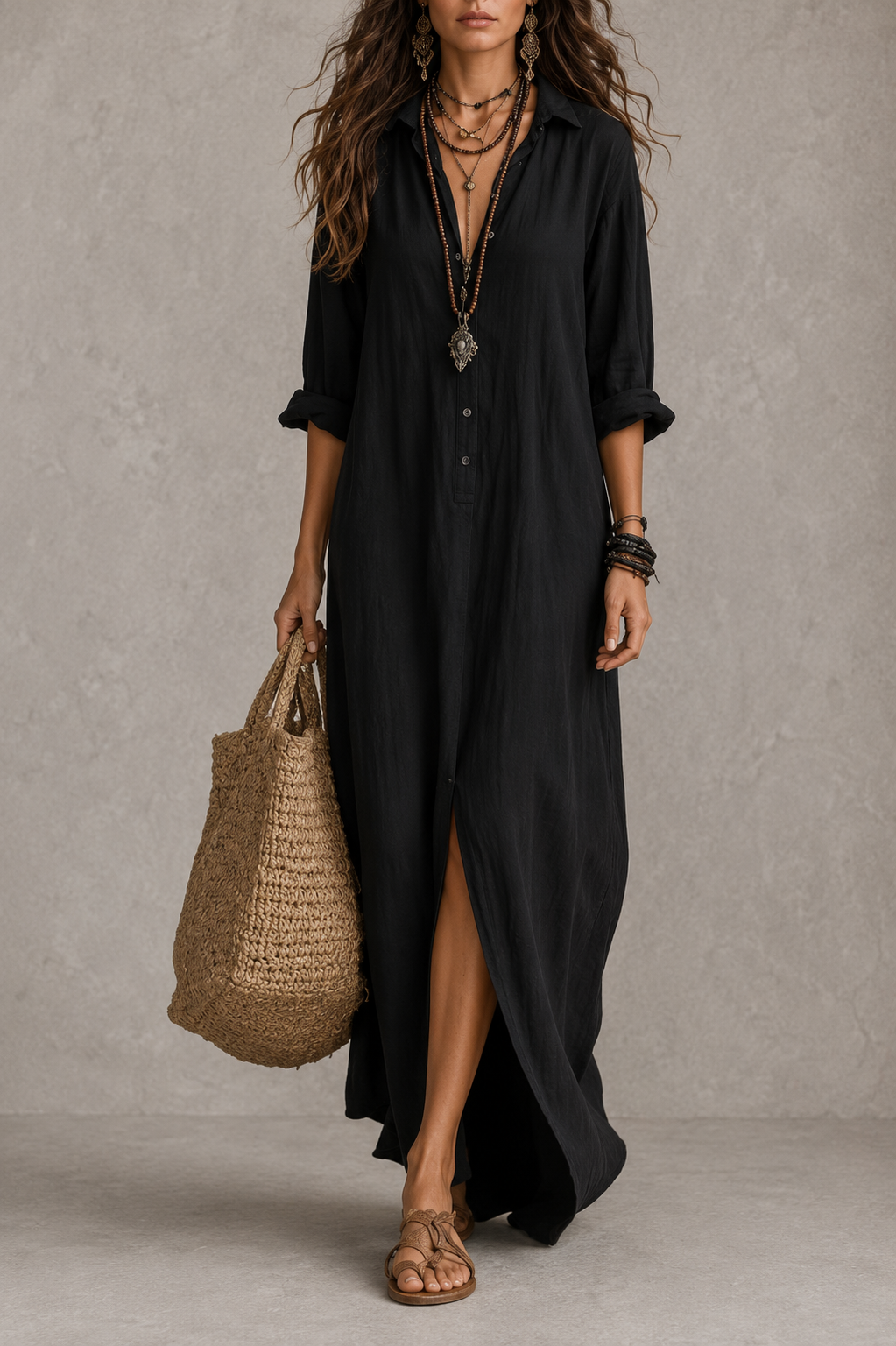 Claudina — Vestido Camisero Largo