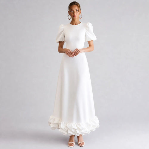 Aitana — Vestido Maxi Esculpido con Volantes