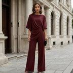 Gabriella | Conjunto de blusa drapeada y pantalón de pierna ancha