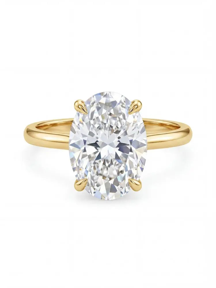 Estrella-Anillo de plata de ley 925 con circonita ovalada brillante