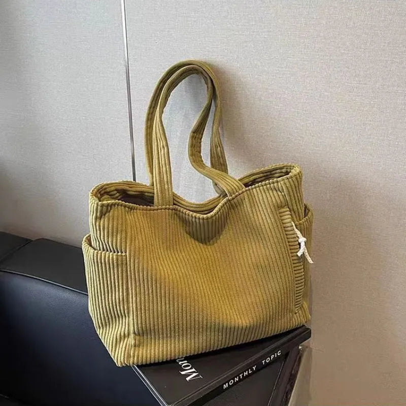 Paula — Bolso Tote de Pana con Cremallera