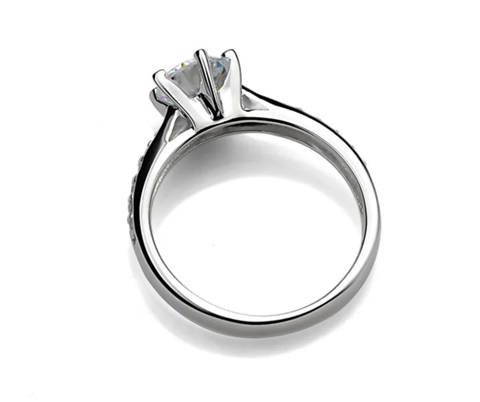 Estela-Anillo clásico de lujo de plata de ley 925 para mujer
