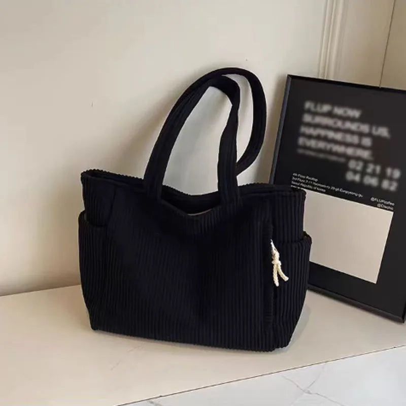 Paula — Bolso Tote de Pana con Cremallera