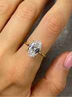 Estrella-Anillo de plata de ley 925 con circonita ovalada brillante