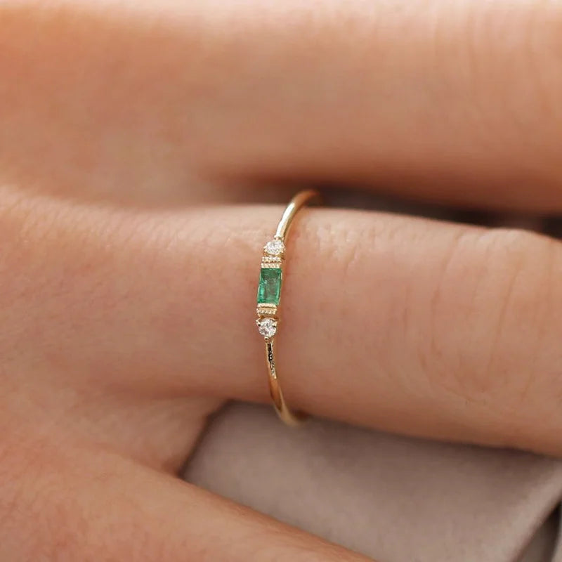 Leonor-Anillo de plata de ley 925 de moda con circonita esmeralda para muje
