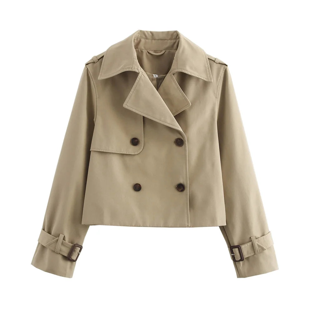 Elena — Gabardina Corta Cruzada Vintage