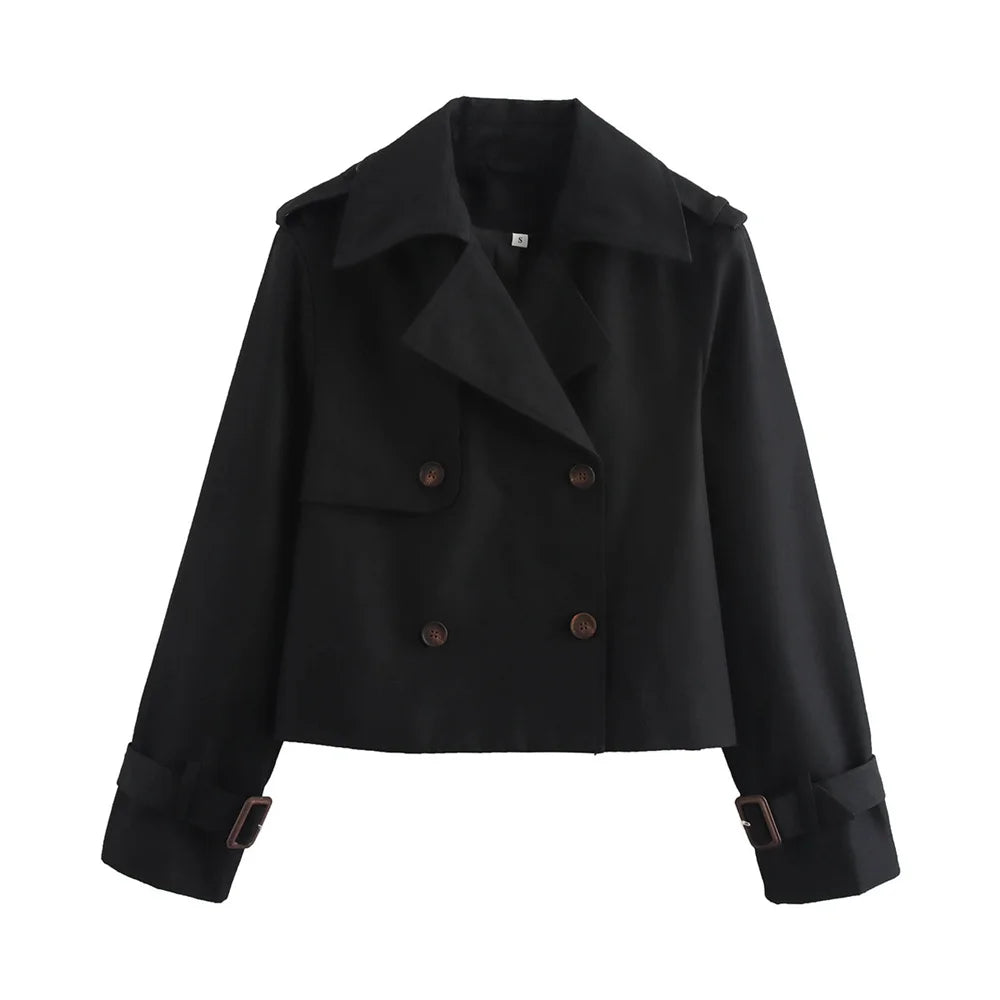 Elena — Gabardina Corta Cruzada Vintage