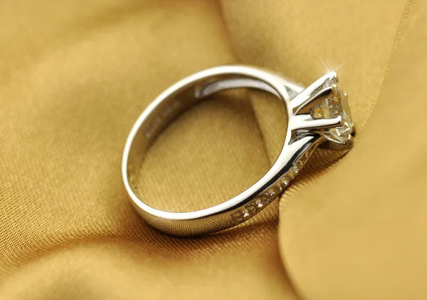 Estela-Anillo clásico de lujo de plata de ley 925 para mujer