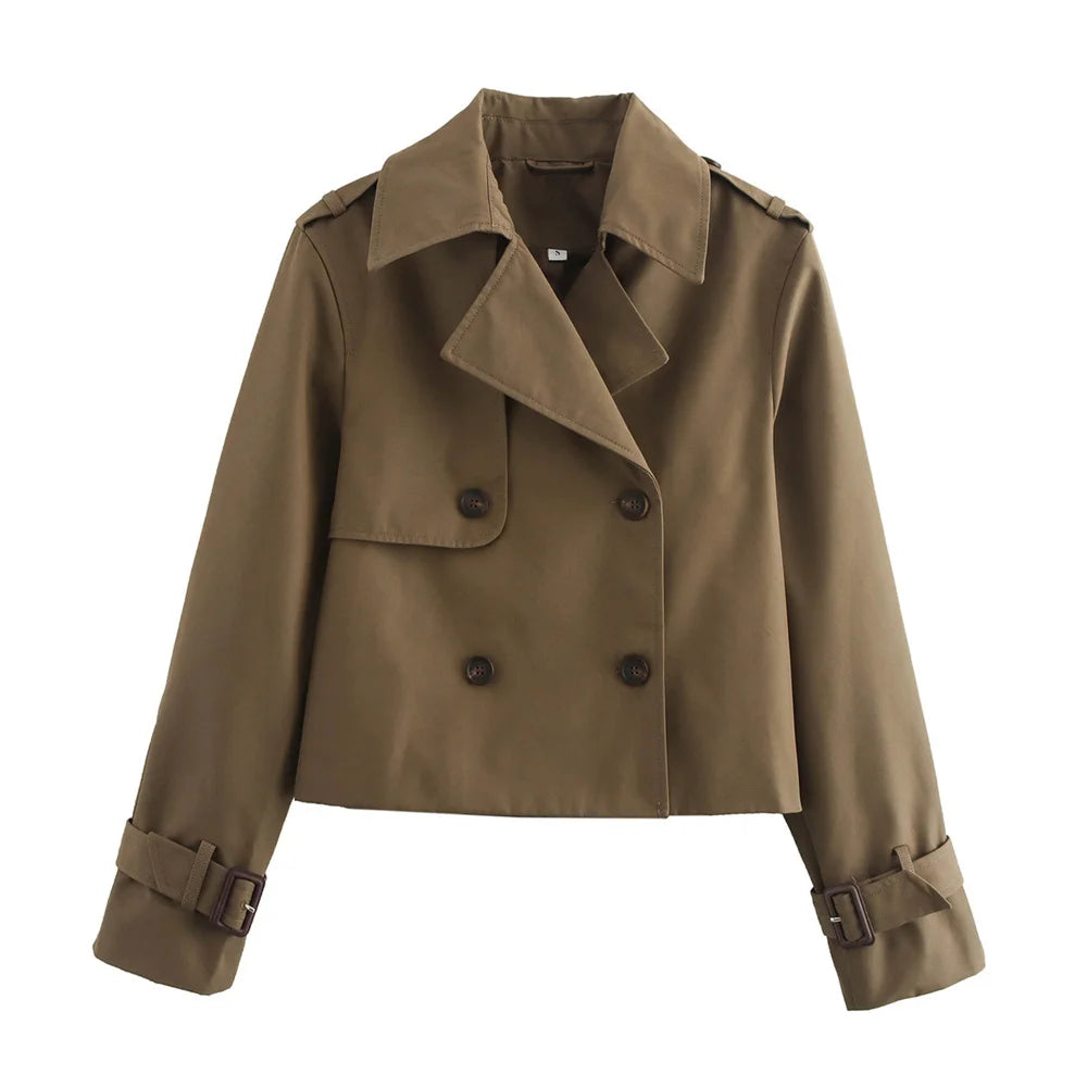 Elena — Gabardina Corta Cruzada Vintage