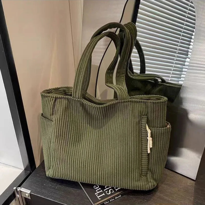Paula — Bolso Tote de Pana con Cremallera