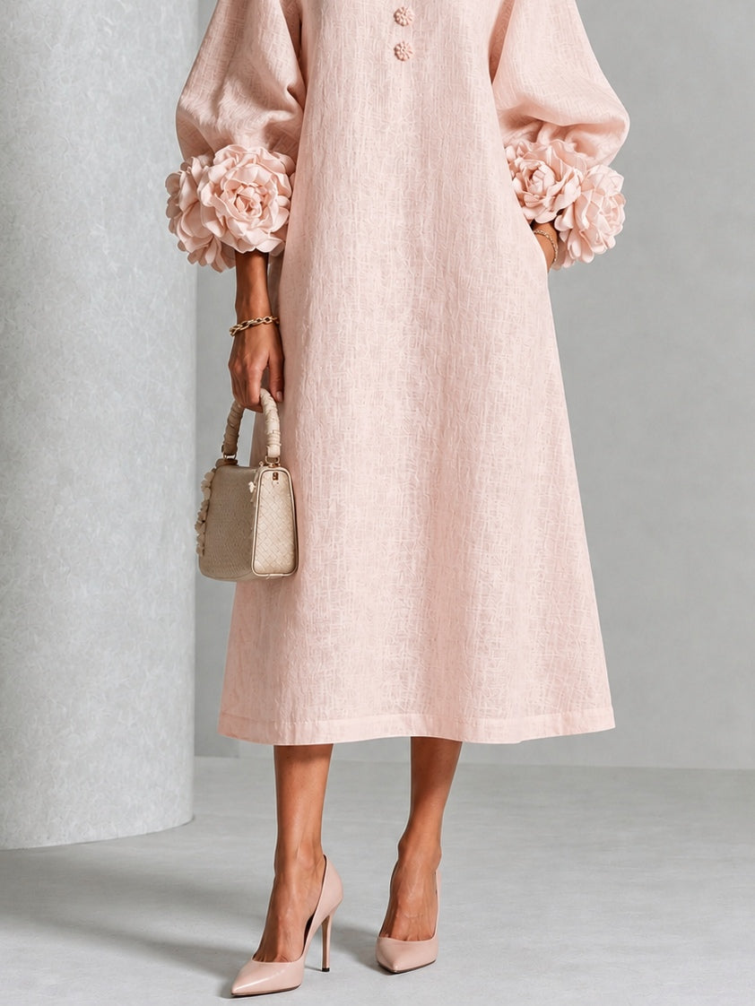 Melani |Vestido midi floral con puños abotonados