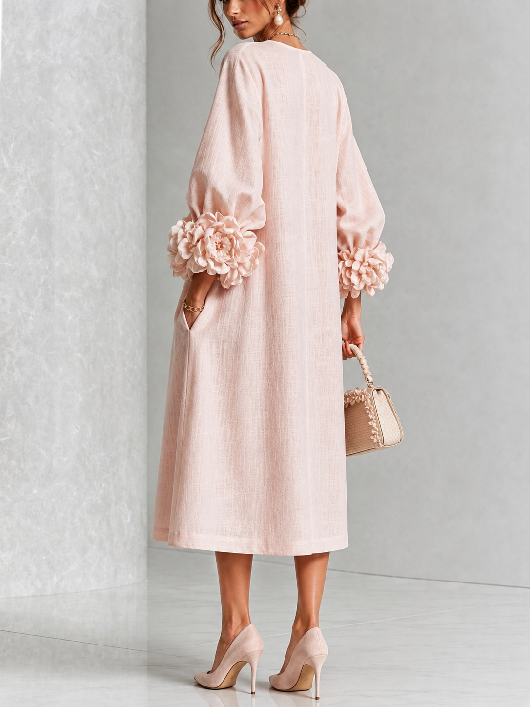 Melani |Vestido midi floral con puños abotonados