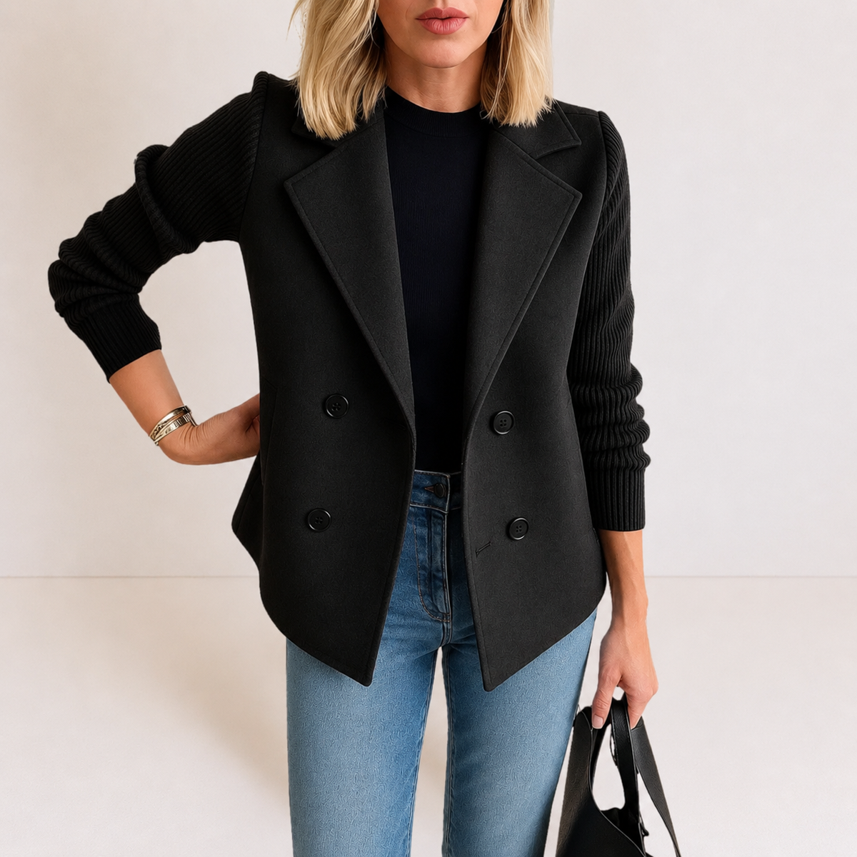 Caroline | Chaqueta tipo blazer con mangas de punto