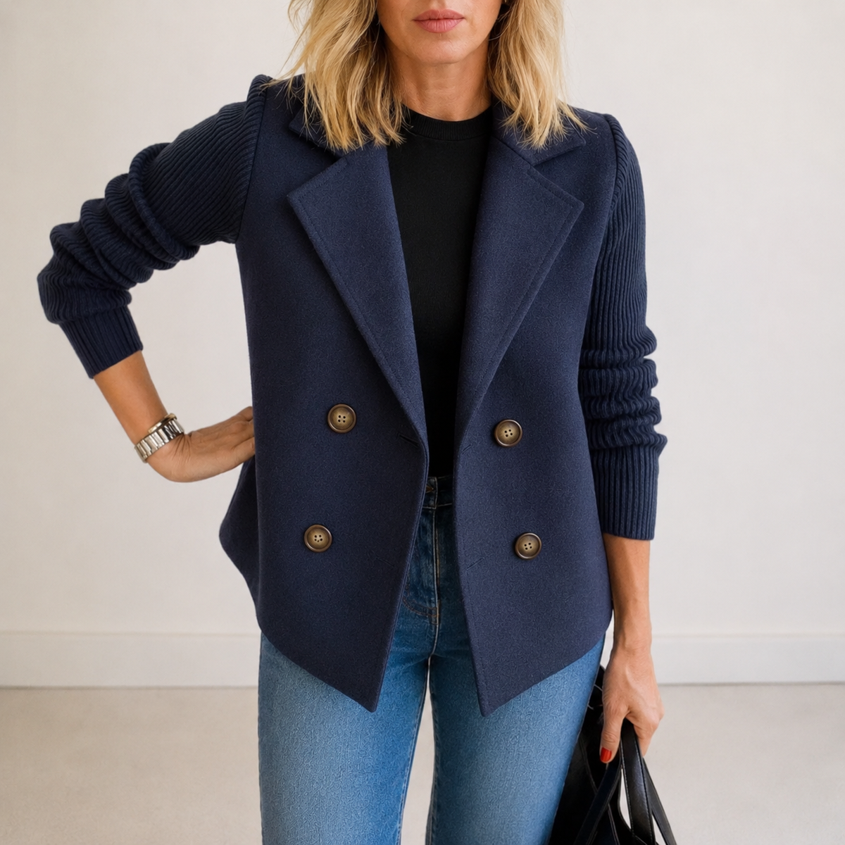 Caroline | Chaqueta tipo blazer con mangas de punto