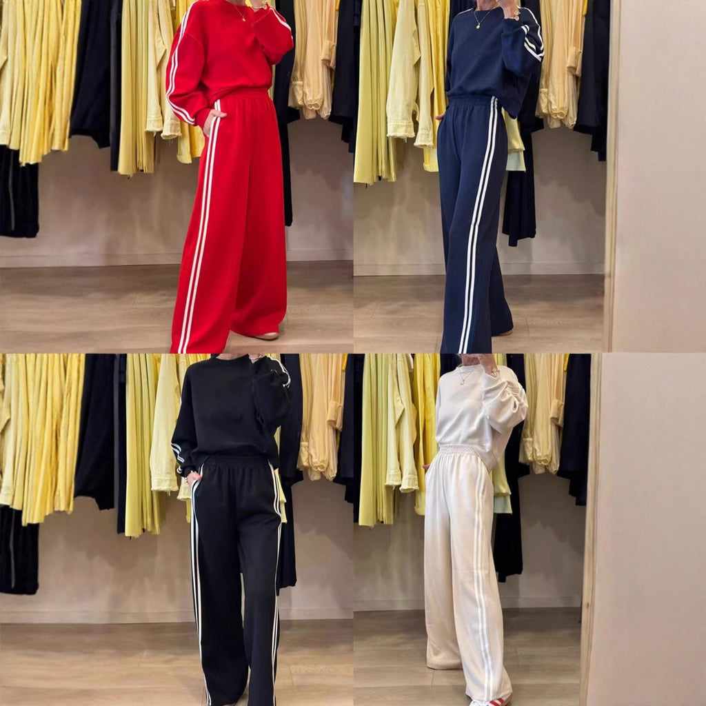 Sharai|Conjunto de dos piezas informal con bolsillos y rayas laterales que combina con todo
