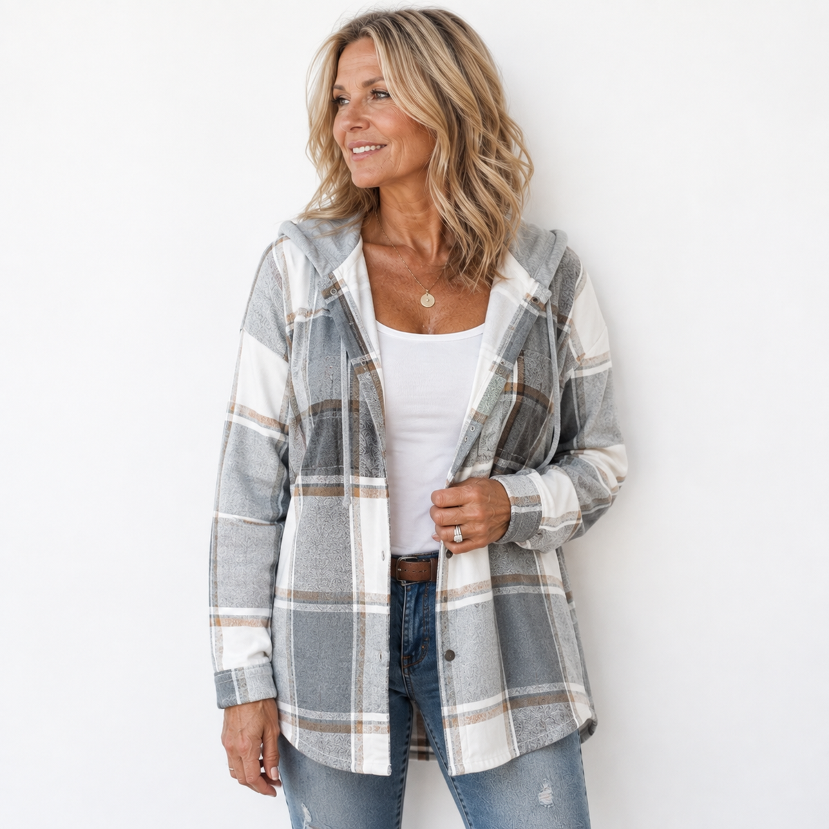 Kendra | Chaqueta con capucha a cuadros