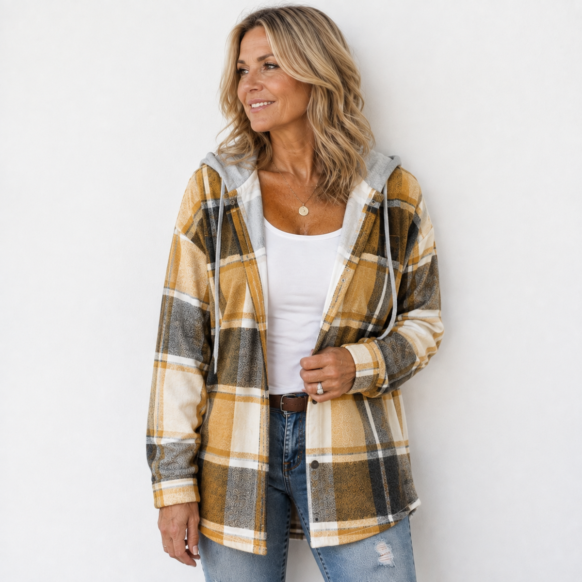 Kendra | Chaqueta con capucha a cuadros