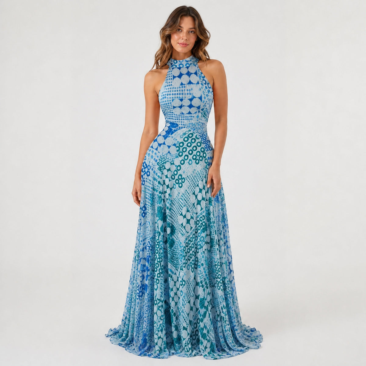 Matilda — Vestido Maxi de Malla Artística con Forro
